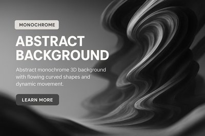 Abstract Monochrome 3D Background with Curved Shapes