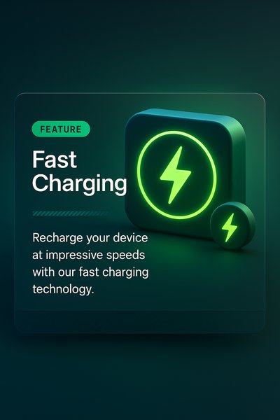 Neon Green Wireless Charging Icons Set on Dark Background