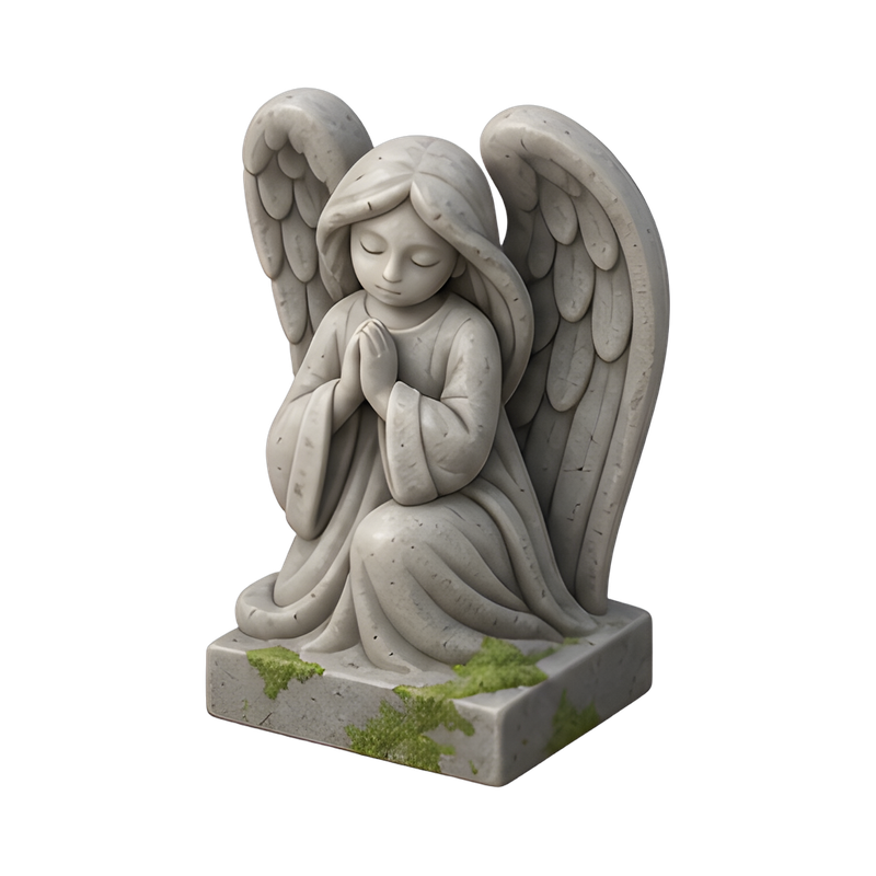 serene angel statue in cemetery