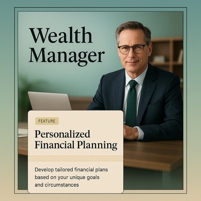 Wealth Manager Landing Page Design with Features Overview