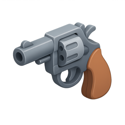 Stylized 3D Revolver Icon with Wooden Grip