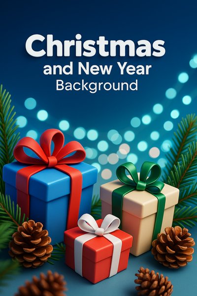 Festive Christmas and New Year Background with Gift Boxes