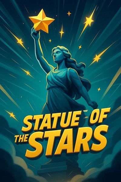 Dynamic Statue of the Stars with Vibrant Background