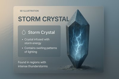 3D Illustration of Storm Crystal with Lightning Patterns