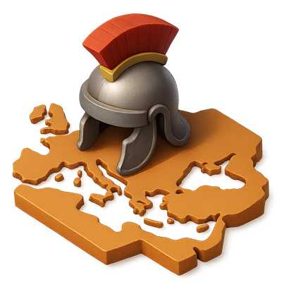 3D Roman Empire Icon with Helmet and Map
