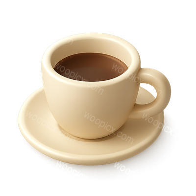 Stylish 3D Cup Icon on Saucer Design