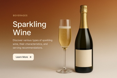 Stylish Beverage Web Page Design Featuring Sparkling Wine