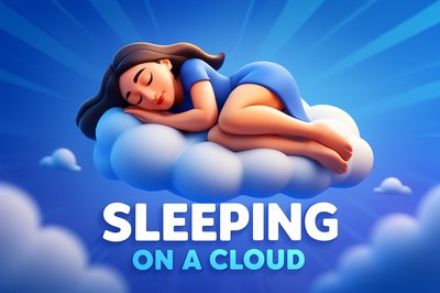 Dreamy Illustration of a Woman Sleeping on a Cloud