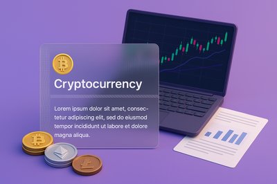 Crypto Desk with Price Graphs and Coins