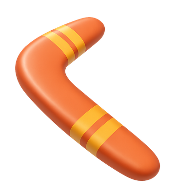 Stylish 3D Boomerang Icon with Volumetric Feel