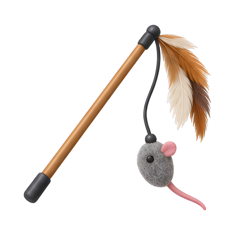 feather wand toy with mouse