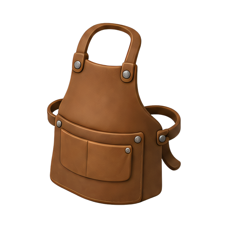artisan leather apron in workshop