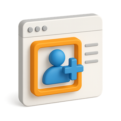 Stylish 3D Icon of a Webpage Layout with User Addition