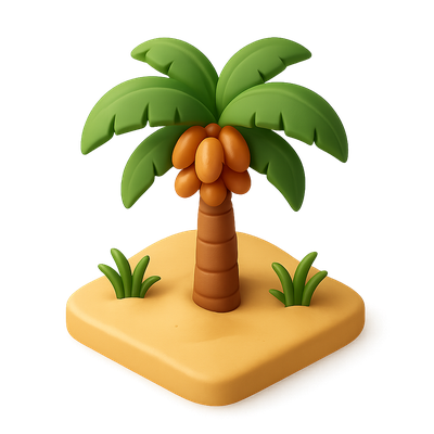 Stylized 3D Date Palm Icon with Isometric View