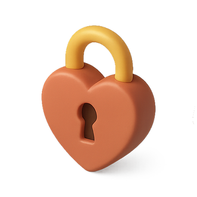 3D Heart-Shaped Padlock Symbolizing Love and Security