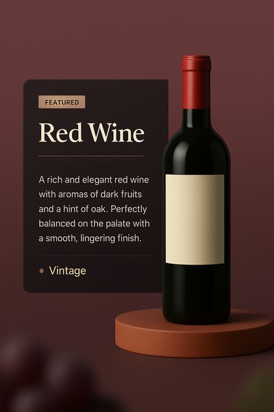 Elegant 3D Illustration of Red Wine Bottle with Dark Background
