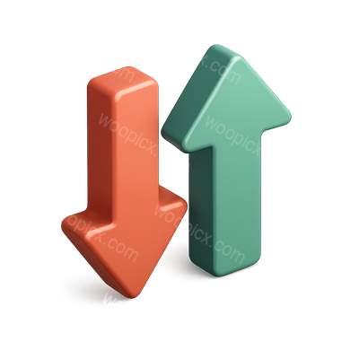 3D Isometric Icon Showing Upward and Downward Movement