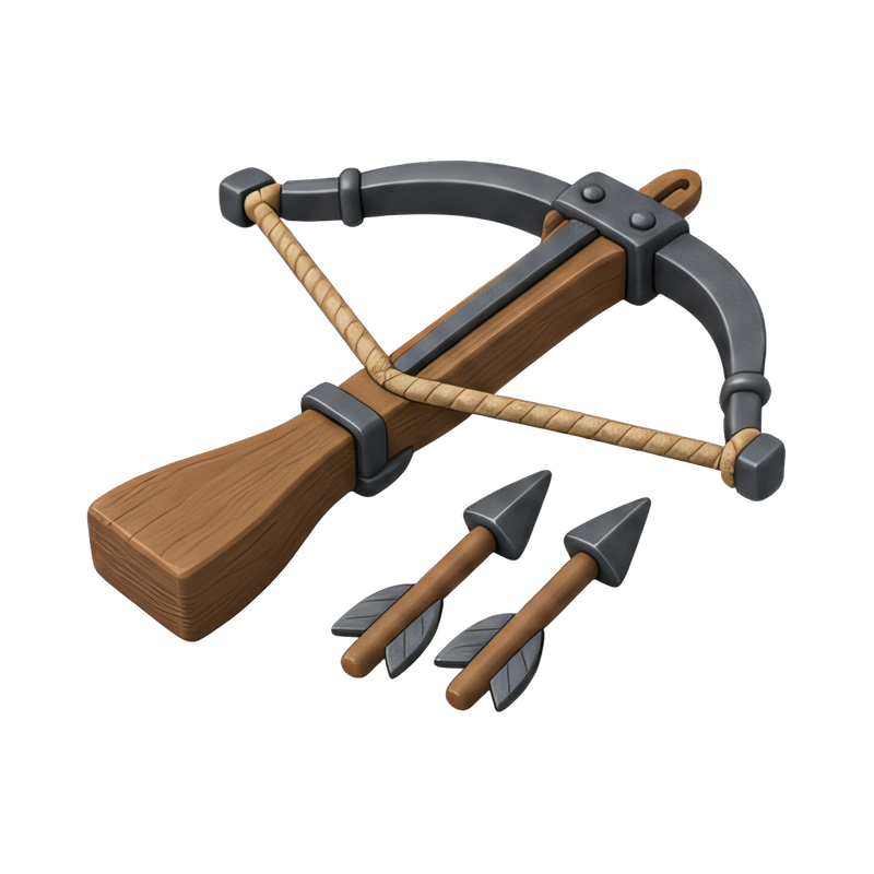 crossbow and bolts display