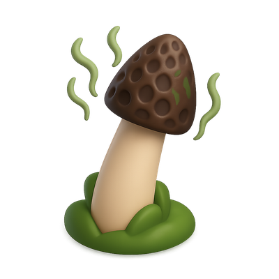 3D Stinkhorn Mushroom Icon with Isometric Design