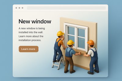 Detailed 3D Scene of Window Installation Process
