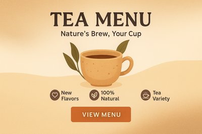 Boho Style Tea Menu Template for Landing Page