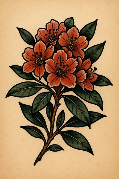 Illustration of a Vibrant Flower Bouquet with Leaves