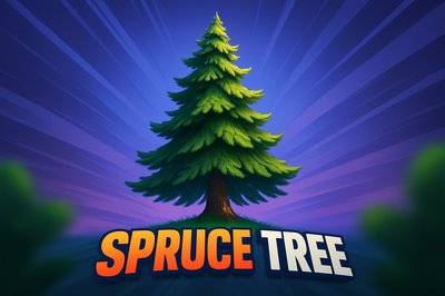 Dynamic Illustration of a Spruce Tree with Vibrant Background