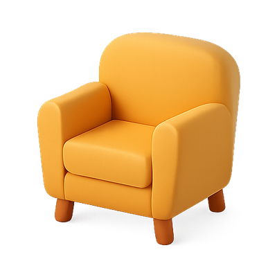 Stylized 3D Render of a Yellow Armchair