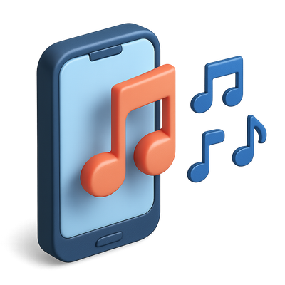 3D Render of Smartphone with Musical Notes Icon