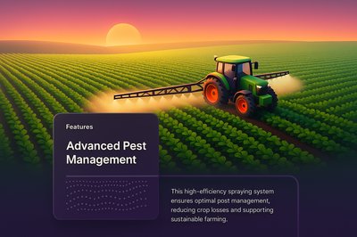 Aerial View of Tractor Spraying Pesticides on Soybean Field at Sunset