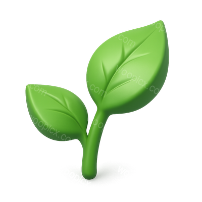 Stylish 3D Green Leaf Icon with Isometric View