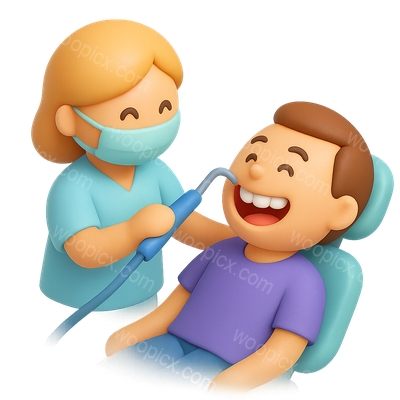 3D Icon of Painless Dental Cleaning Scene