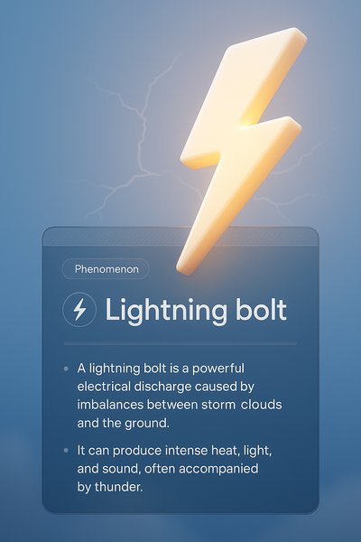 Stunning 3D Illustration of a Lightning Bolt with Informative Overlay