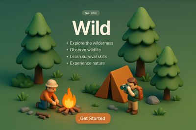 Miniature Adventure Scene in Nature with Campfire and Tent