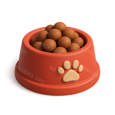 3D Dog Food Bowl Icon with Volumetric Detail