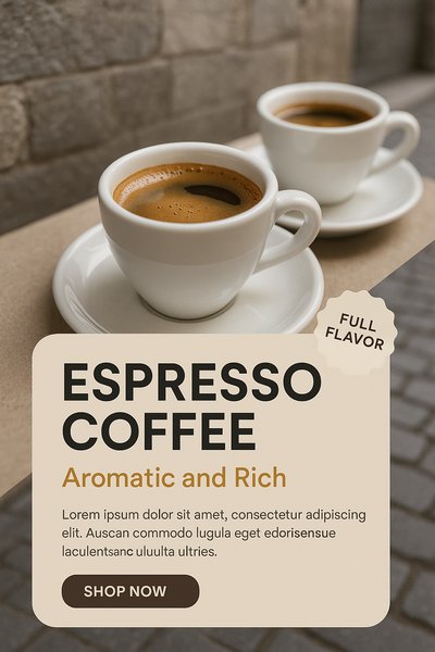 Stylish Espresso Coffee Banner Design with Realistic Elements