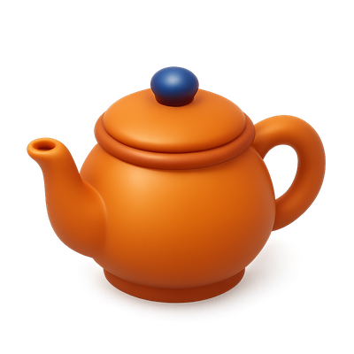 Stylish 3D Teapot Icon with Volumetric Design