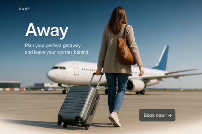 Stylish Travel Booking Page Layout for 'Away'