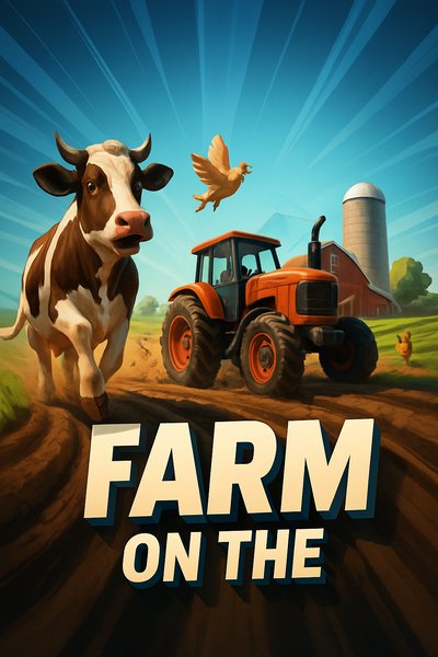 Dynamic Farm Scene with Vibrant Colors and Action