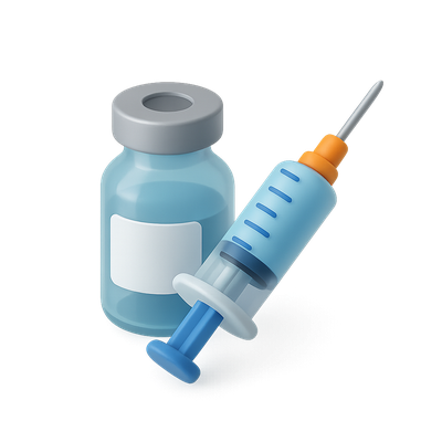 3D Vaccine Icon Featuring Syringe and Vial