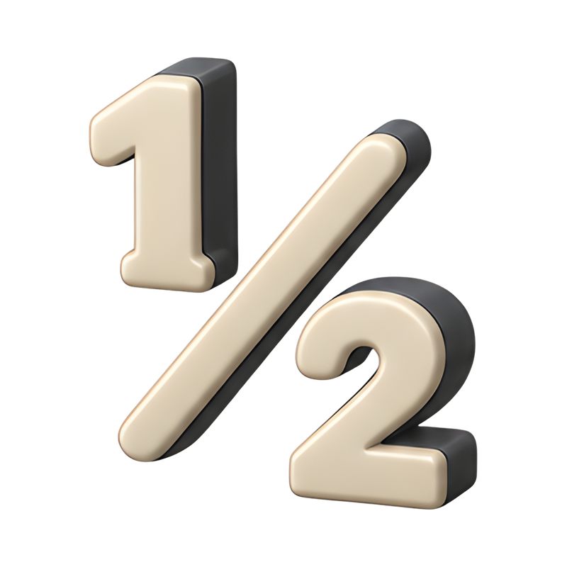 one-half fraction glyph