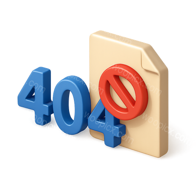 3D Isometric Icon Representing Page Not Found Error