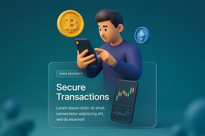 Crypto Trading Illustration on Smartphone with Secure Transactions
