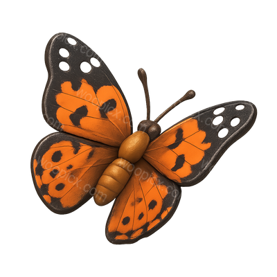 Colorful Butterfly Sculpture with Orange and Black Details
