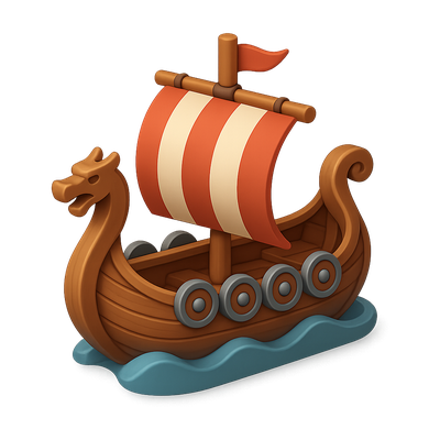 Stylized Viking Ship Icon for Digital Art