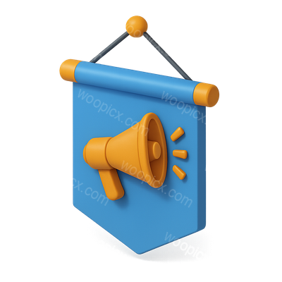 3D Icon Banner Ad Featuring a Megaphone Design