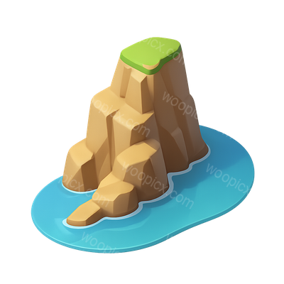 3D Icon of a Rocky Cape with Transparent Background