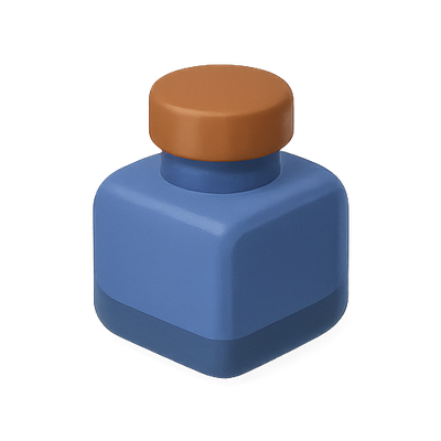Stylized Blue Bottle with Brown Cap
