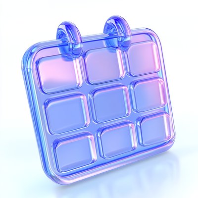 Stylized 3D Calendar Icon with Sleek Design