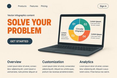 Modern Landing Page Design with Infographic Elements